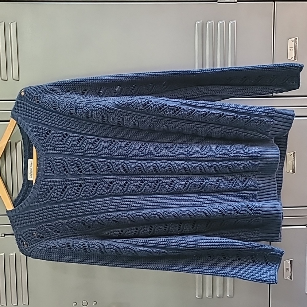 Coldwater Creek Navy Blue Knit Sweater Size Petite Large